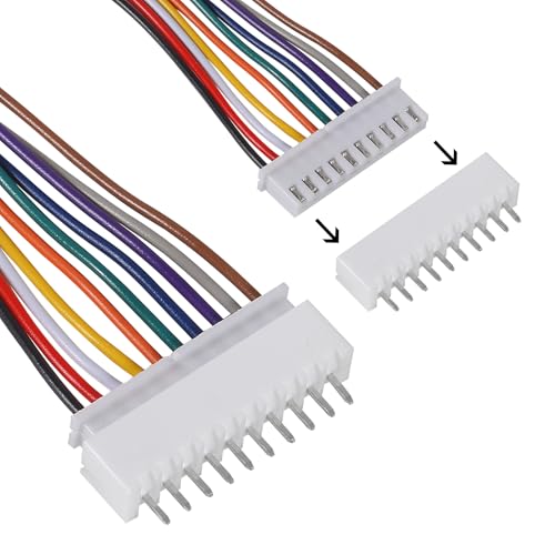 10Pairs JST-XH Connector Kit, XH 2.54mm 10 Pin Header Male and Female Connectors Plug Adapter with Flat Wire Cable 200mm 26AWG Compatible with JST XH (10P) - color: 10P