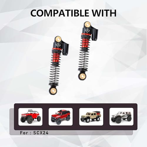 SCX24 Shock Flex Blades With 47MM Oil Filled Shocks Absorber | CNC Aluminum Damper Mount for Axial SCX24 Upgrade Parts 1/24 RC Crawler - color: Black