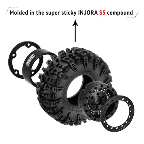 INJORA 1.3" Aluminum Wheels and Swamp Claw Tires for 1/18 1/24 RC Upgrade