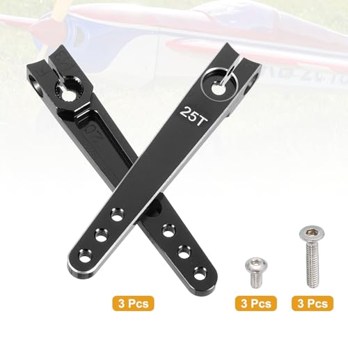 MECCANIXITY Aluminum Alloy 2 inch 25T Steering Servo Arm Horn Black for Car/Boat/Airplane Boat Accessories Pack of 3 - color: Black