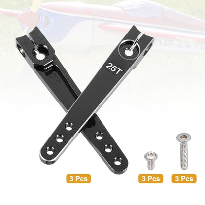 MECCANIXITY Aluminum Alloy 2 inch 25T Steering Servo Arm Horn Black for Car/Boat/Airplane Boat Accessories Pack of 3 - color: Black
