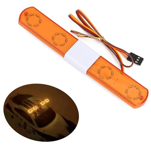 1/10 RC Car Simulation Police Lights Multi-Function Flash LED Lamp Nine Flashing Light Modes for 1/8 Crawler Off Road Rally Truck Cars HSP Traxxas Tamiya RC4WD Axial Arrma (Yellow 145mm) - color: Yellow 145mm
