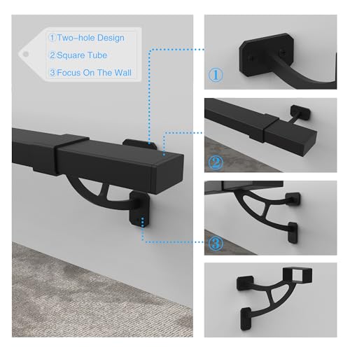 Foot Rail Kit–Wall Mounted Bar Railing Multiple Sizes (8 Feet) | Black Heavy Duty Metal Railing Hardware, Combined Installation and Sturdy Square Tube Design, for Restaurant, Bar,Office,Home - size: 8 Feet