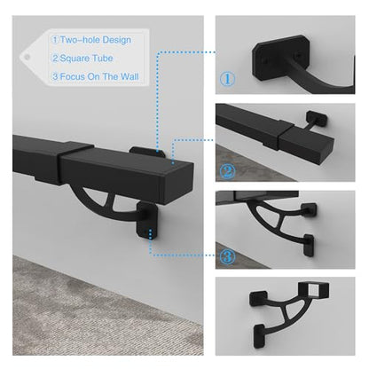 Foot Rail Kit–Wall Mounted Bar Railing Multiple Sizes (3 Feet) | Black Heavy Duty Metal Railing Hardware, Combined Installation and Sturdy Square Tube Design, for Restaurant, Bar,Office,Home - size: 3 Feet