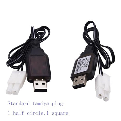 Blomiky 2 Pack 9.6V 200mA NiCD/NiMH Male Standard Tamiya USB Charge Cable for RC Cars Monster Trucks /9.6V Tamiya USB 2