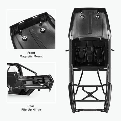 INJORA IR60 Hard Body with Interior & Bed Cage for 1/10 RC Crawler (Black) - color: Black