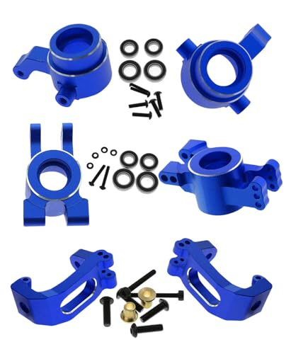 RC Alloy Caster Block & Steering Blocks & Rear Stub Axle Carriers Upgrades Part for 1/8 Sledge 4WD, Hops up for Sledge 4WD Monster Truck #95076-4,Replace #9537,#9532,#9552,Navy Blue - color: Navy Blue