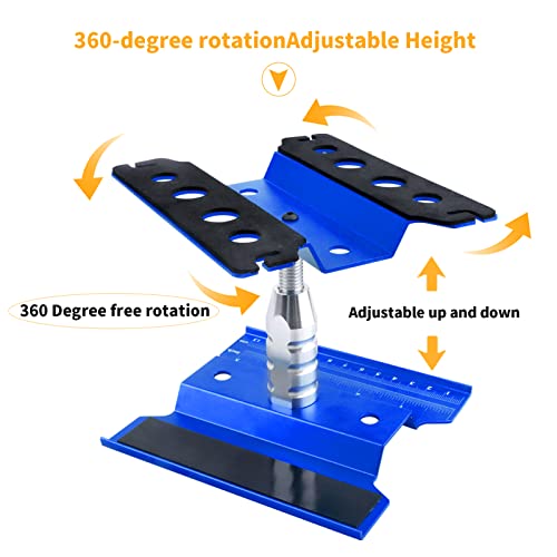 Aluminum Alloy RC Car Repair Work Stand Hobby Tool Set 360 Degree Rotation Lift/Lower and RC Screws Kit Repair Tool Box for 1/8 1/10 1/12 1/16 1/18 RC Car Truck Buggy Models (Navy Blue) - color: Navy Blue