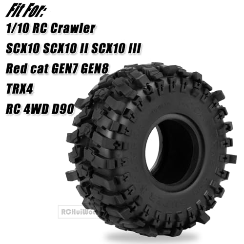 1.9" Beadlock Tires for 1/10 RC Crawler SCX10 SCX10 II SCX10 III TRX4 Red cat GEN7 8 RC 4WD,1.9 Beadlock Tires RC Tires 1.9 Crawler Tires Rubber Tires,4PCS
