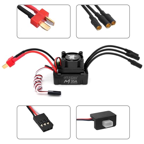 Surpass Hobby M2430 5800KV Motor & 35A ESC for 1/14-1/18 RC Trucks | CNC aluminum Brushless motor with waterproof ESC, multi safety protection - size: 5800KV