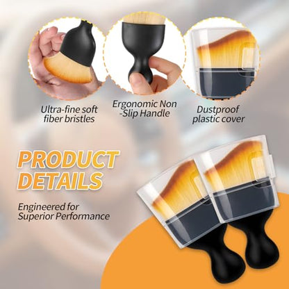 2PCS Car Interior Dust Brush,Soft Microfiber Bristles, Car Detailing Brush Cleaning Brush, Dust Brush Car Interior Cleaning Tool for Car Vents, Dashboards, and Home Use - size: 2PCS