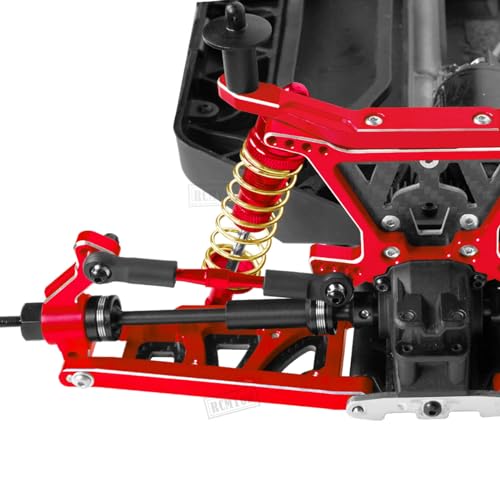 Aluminum Big Bore RC Shock Absorber Upgrades Part for 1/10 Slash 2WD 4x4,Stampede 2WD 4X4,Rustler 2WD 4X4,Hoss 2WD 4X4,Alloy 4PCS Front Rear RC Shocks w/Golden spring,Red - color: Red - Upgrades Part