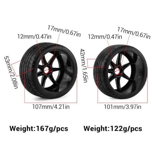 4PCS RC Highway Off-Road Truck Wheels & Tires - Compatible with 1/8 Typhon 6S BLX, 1/7 Infraction 6S BLX/Limitless - Foam Insert Plastic Rims (Black(4pcs)) - color: Black(4pcs)