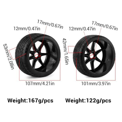 4PCS RC Highway Off-Road Truck Wheels & Tires - Compatible with 1/8 Typhon 6S BLX, 1/7 Infraction 6S BLX/Limitless - Foam Insert Plastic Rims (Black(4pcs)) - color: Black(4pcs)