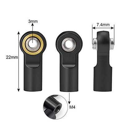 QUE-T 10pcs Metal Link Rod End M4 Ball Joint Head for RC Crawler Car (Black) - color: Black