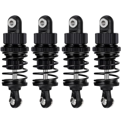 RC Aluminum 50mm Front & Rear Oil Filled Shock Absorber Adjustable Damper Set Compatible with Tamiya M03 M04 M05 M06 1:10 On Road Car Upgrades Replace Parts (Black, 50mm)