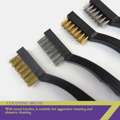 Carburetor Cleaner Tool Kit, Airbrush Torch Tip Cleaner Set Include 2 Single Head Brushes 30 Needles 15 Nylon Brushes 13 Cleaning Wires 1 Scraper 4 Clean Hooks for Motorcycle ATV Chainsaw Welder