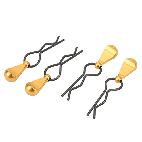 Generic 50 Pcs Universal RC Body Clips R Pins 1/8 1/10 Scale RC Car Clips Stainless Steel with Aluminum Alloy Pull Tabs for Cars Off Road Buggy Truck Parts (Gold) - color: Gold