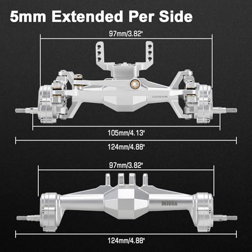 INJORA +5mm Diamond Portal Axle with Lay Down Servo Mount for TRX4M(Silver) - color: Silver