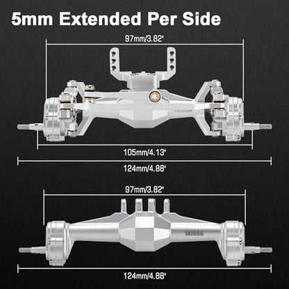 INJORA +5mm Diamond Portal Axle with Lay Down Servo Mount for TRX4M(Silver) - color: Silver