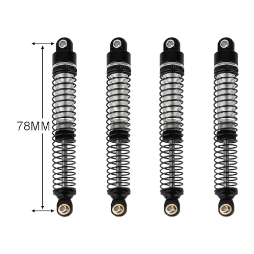 78mm Aluminum Long Threaded Shocks Absorbers Oil Damper for 1/18 RC Crawler TRX4M KUpgrade Parts (black) - color: 78mm-black