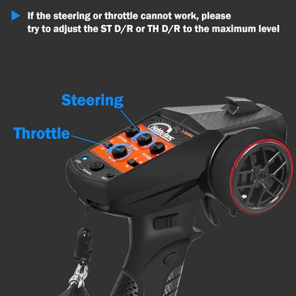 RC Radio System 4CH 2.4G RC Transmitter with Receiver and Lanyard Anti-Jamming Remote Controller for 1/10 1/12 1/14 1/16 1/18 1/24 RC Car Crawler Boat - color: Black & Orange