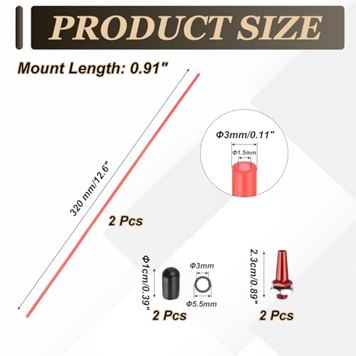uxcell 320mm Plastic Protection Antenna Tube, RC Antenna Tube with Mount and Cap for RC Car Boat Drone Receiver(Red, 2 Pcs) - color: Red, size: 320mm