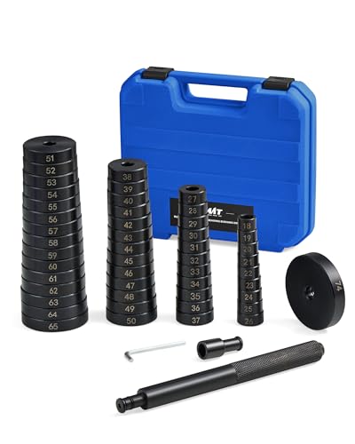 OMT Bushing Driver & Transmission Bearing Race Seal Installer Kit | Bush Removal Puller Bearing Press Tool Kit with 18-65mm & 74mm Metric Discs - color: Black Handle