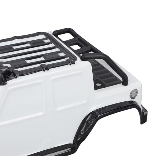 RC Car Body Shell, Polycarbonate Replacement Cover with LED Roof Lights, 27 X 10 X 9 Cm, Pressure Printed Truck Body for 1:16 Scale SCY16103PRO Off Road Racing (White) - color: White