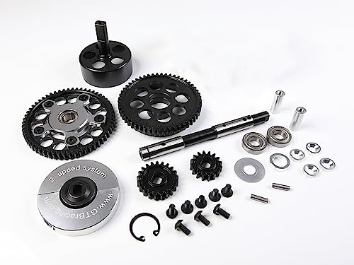GTB Metal 2 Dual Speed System with Gear Cover Set for RC 1/5 Gasonline Car 1:5 HPI Baja 5B SS 5SC | HPI Baja 2 Speed Gear Transmission - color: 2 Speed Gear Set