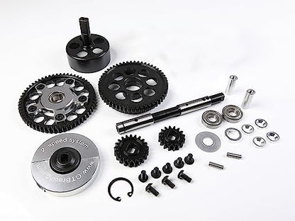 GTB Metal 2 Dual Speed System with Gear Cover Set for RC 1/5 Gasonline Car 1:5 HPI Baja 5B SS 5SC | HPI Baja 2 Speed Gear Transmission - color: 2 Speed Gear Set