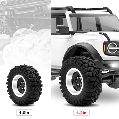 OGRC 1.3 Beadlock Wheel Tires -4mm Offset Wheels for 1/24 1/18 SCX24 TRX4M | Aluminum, 7mm Hex, Sticky Compound Rubber, for TRX4M AX24 FCX24 RC Carwler Car, Black - color: Black