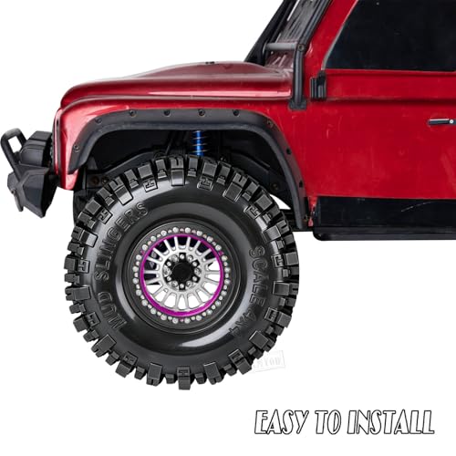 RC 2.2" Beadlock Wheel and Tires Set for 1/8 1/10 TRX4 TRX6 SCX10 II III D90 90046 Gen8 MST VS4-10 CFX Crawler Car,(4PCS) RC Wheels Rims&2.2 Beadlock Wheel Tires,Silver - color: Silver (2.2 Tires Wheels)
