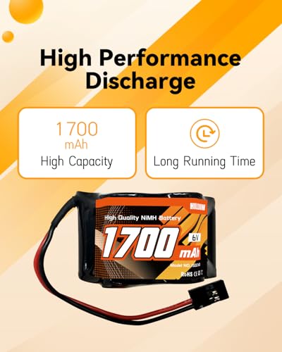 Hilldow 6V 1700mAh NiMH Receiver RX Battery High Capacity Rechargeable Battery Pack with BBL2/Hitec Plug for RC Airplanes Aircrafts - color: Side by side trapezoid