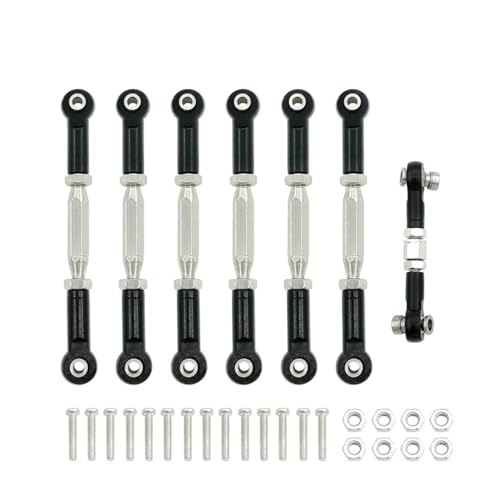 Compatible with Traxxas for Slash 4X4 2WD 1/10 RC Car Upgrade Parts 1 Set Aluminum Turnbuckle Camber Link End Adjustable Kit RC Tie Link Rods(Black) - size: Black