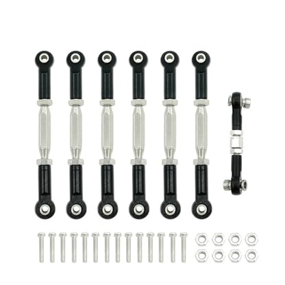 Compatible with Traxxas for Slash 4X4 2WD 1/10 RC Car Upgrade Parts 1 Set Aluminum Turnbuckle Camber Link End Adjustable Kit RC Tie Link Rods(Black) - size: Black