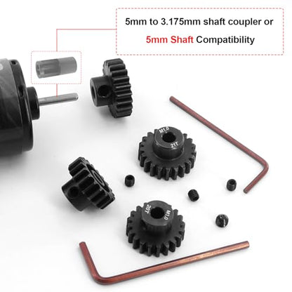 OGRC 4PCS Mod 1 Pinion Gear Hardened Steel 5mm Motor Shaft Gear Set 19T 20T 21T 22T M1 Pitch Gears for 1/8 1/10 RC Car