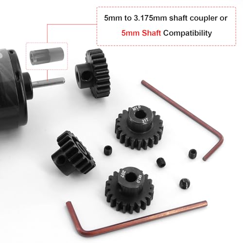 OGRC 1M 5mm Motor Shaft 19T 20T 21T 22T Pinion Gears Fits 1/8 1/10 RC Car | 4pcs, Hardened Steel, for Arrma Traxxas Axial HSP Redcat Losi RC Buggy