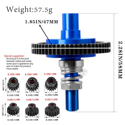 Metal Spur Gear Slipper Clutch 57T(0.8) with 3.17/5mm Pinion Gear Sets (15T/16T/17T) Upgrades Parts for 1/10 Granite/Senton/Big Rock/Vorteks 3s & 550,Kraton/Outcast 4S,1/8 Typhon 3s,Navy Blue