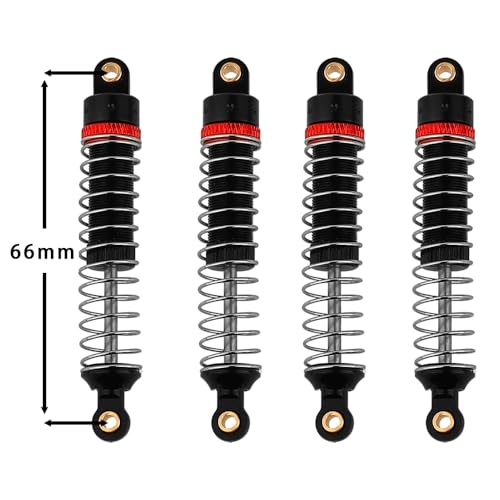 4PCS 53mm/59mm/66mm Aluminum Shocks Absorbers Oil Threaded Damper for 1/18 RC Crawler TRX4M TRX-4M Bronco Defender K10 Upgrade Parts,Silver Color Spring (66mm bllack) - color: 66mm bllack