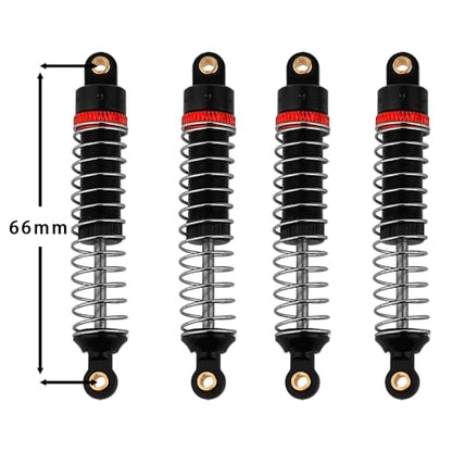 4PCS 53mm/59mm/66mm Aluminum Shocks Absorbers Oil Threaded Damper for 1/18 RC Crawler TRX4M TRX-4M Bronco Defender K10 Upgrade Parts,Silver Color Spring (66mm bllack) - color: 66mm bllack