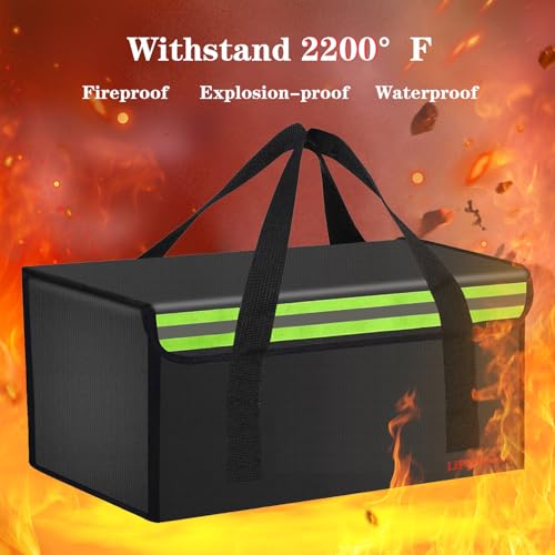 17.8"x9.8"x9.8" Ebike Battery Safe Bag Fireproof Charging Lipo Bag Large Capatity for Lipo Battery Pack Storage Charging Transport, Home Office Travel Fireproof Safe Storage Pouch - size: 450*250*250mm