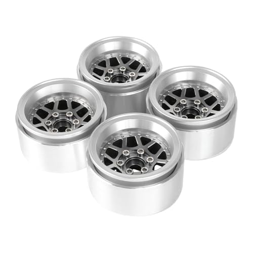 4PCS 1.9" Beadlock Wheel Rims Offset-10mm Aluminum Alloy Metal Wheel Hub for 1/10 RC Rock Crawler Car for Axial SCX10 TRX4 TRX6 D90 D110 Upgrade Accessories(Y-Shaped Grey) - color: Y-shaped Grey