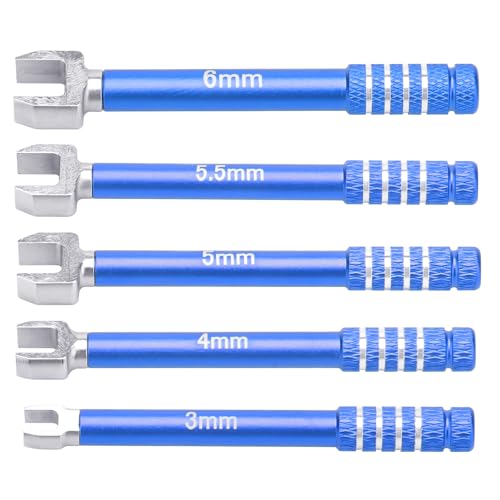 daitoku RC Wrench 3.0/4.0/5.0/5.5/6.0mm Turnbuckle Nut Ball Joint Remover 5PCS for RC Crawler Car Boat Drone Upgrade Parts (Blue) - color: Blue
