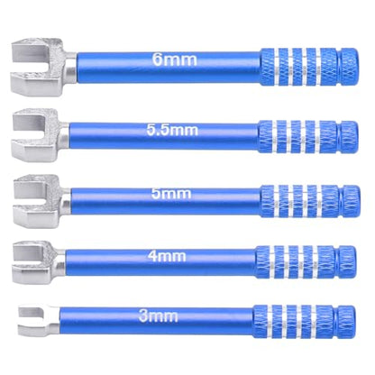 daitoku RC Wrench 3.0/4.0/5.0/5.5/6.0mm Turnbuckle Nut Ball Joint Remover 5PCS for RC Crawler Car Boat Drone Upgrade Parts (Blue) - color: Blue