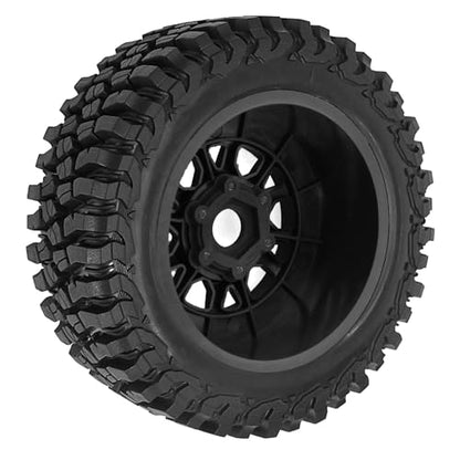 1/7 1/8 1/10 RC Short Course Truck Tires OD 4.96"And Wheels 12mm 14mm 17mm Hex For 1:10 1:8 1:7 Scale Off Road Truck Car ARRMA Mojave 4S 6S TRAXXAS Slash 2WD FS FSR Axial Losi Rc4wd (Black) - color: Black