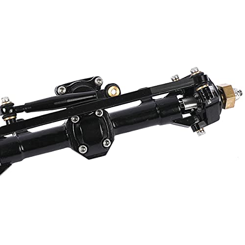 1/24 RC Aluminum Complete Front Axle for Axial SCX24 RC Crawler Upgrades (Black) - color: Black