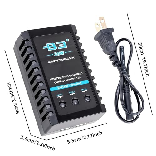 Li-po Battery Charger for 2S 3S Battery,7.4-11.1V 20W with XH3P XH4P Plug B3 Charger for RC Toy & Model, RC Battery Chargers with Smart Chip for Airsoft Gun SCX24 Battery