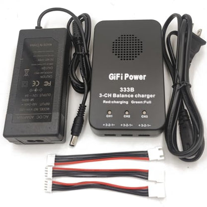 3-in-1 Battery Charger - 3S Lithium Battery Smart Balance Parallel Charging Hub, 12.6V/6A Battery Adapter for Yuneec Q500, Q500+, 4K RC Quadcopter Power Supply Adapter