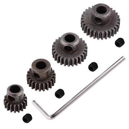 Hobbypark Steel Metal Mod 0.6 Module Pinion Gear Set Motor Gears 5mm Shaft Hole 17T 21T 26T 29T for RC Cars Trucks Crawlers Buggies (4-Pack)